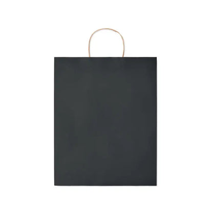 Punga mare de hartie cadou de 90 gr/m² neagra cu manere din sfoara naturala pentru cumparaturi