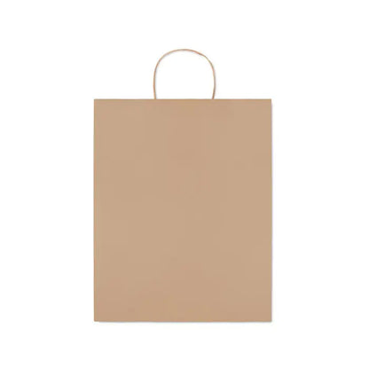 Punga mare de hartie cadou 90 gr/m² maro simpla cu maner rasucit din snur textil pentru cumparaturi