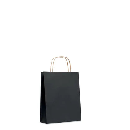 Punga mica de hartie cadou 90 gr/m² neagra cu manere din sfoara naturala pentru cumparaturi