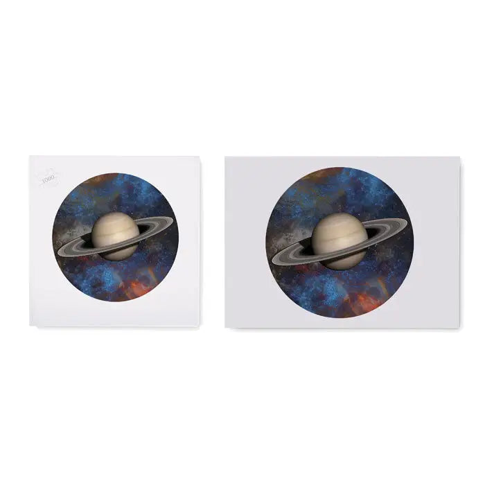 Puzzle de 1000 de piese în cutie cu decorațiuni de perete circulare tema Saturn și fundal cosmic detaliat
