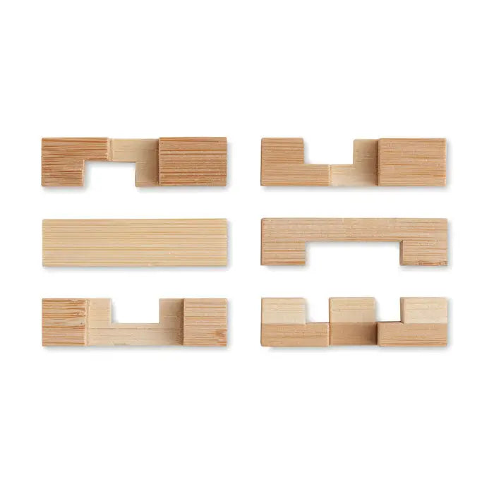 Set de șase mânere pentru sertare din bambus cu finisaj natural și design modern minimalist pentru puzzle de creier