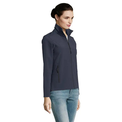 Jachetă softshell pentru femei race femei softshell zip navy cu buzunare cu fermoar și guler înalt
