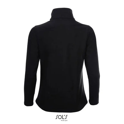 Jachetă fleece neagră cu mâneci lungi și guler înalt sols race femei softshell zip cu logo la bază