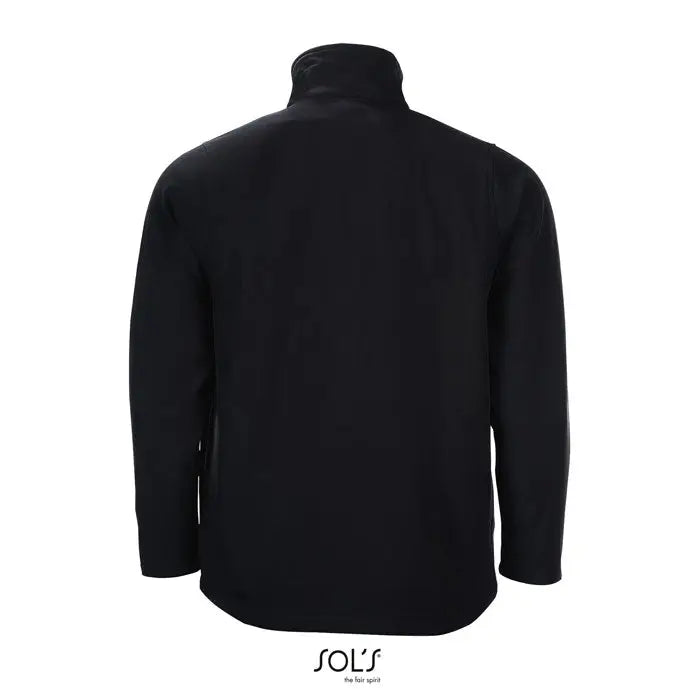 Jachetă softshell de bărbați race men softshell zip neagră din fleece cu guler înalt și mâneci lungi