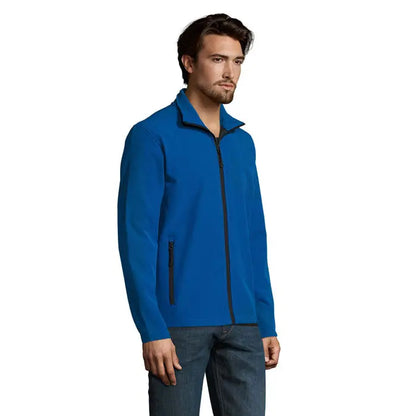 Jachetă softshell pentru bărbați race albastră cu fermoare negre din fleece cu fermoar complet