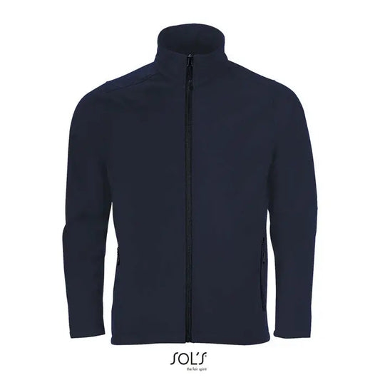 Jacheta softshell race men softshell zip bleumarin cu fermoar negru si buzunare laterale din material moale