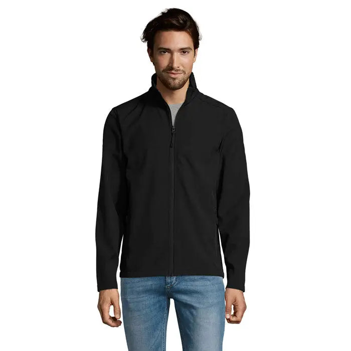 Jachetă softshell neagră race men softshell zip cu fermoar integral și design modern pentru bărbați