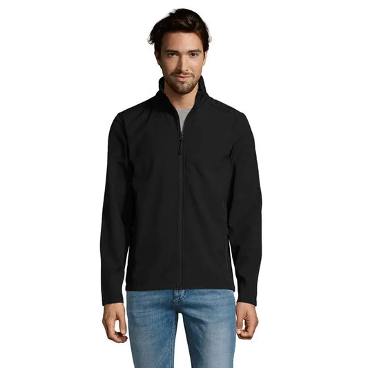 Jachetă softshell neagră pentru bărbați race men softshell zip cu fermoar complet și design modern