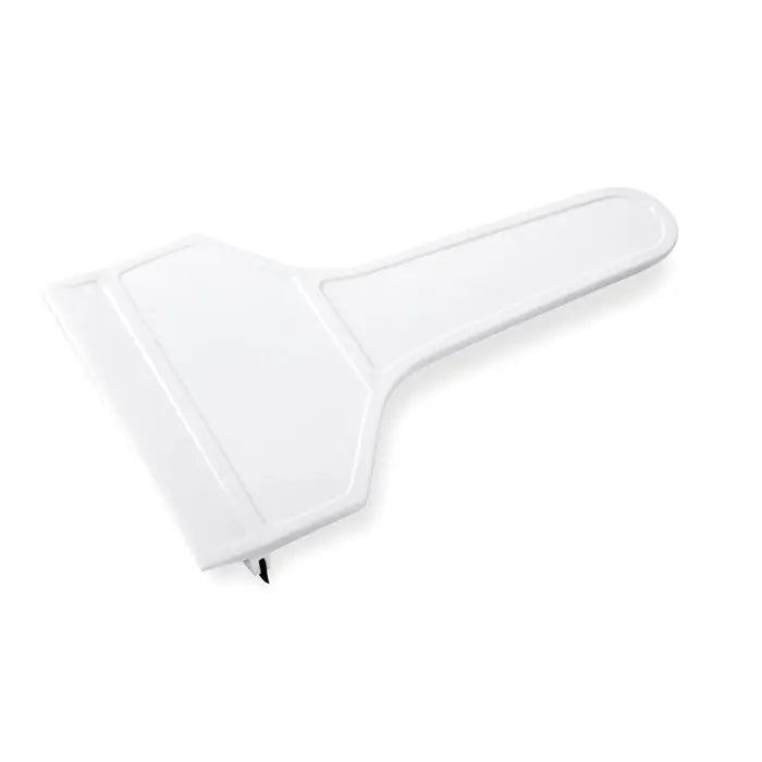 Racleta de gheata alba din plastic cu maner ergonomic neted si lama plata pentru indepartarea ghetii