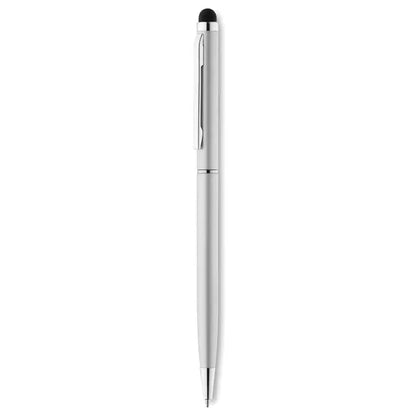 Rasuciti si atingeti pixul stylus metallic argintiu cu varf negru si design minimalist elegant