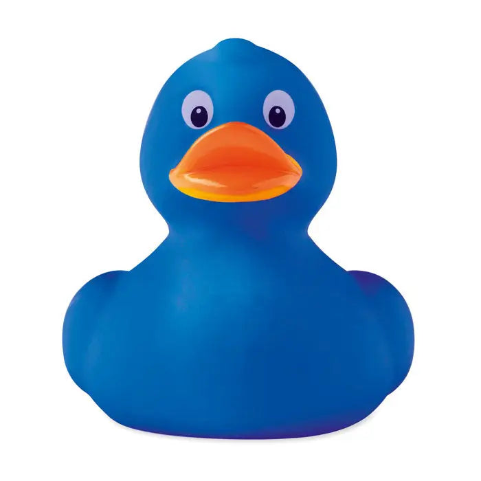 Rata din pvc albastru vibrant cu cioc portocaliu si ochi negri din cauciuc moale