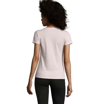 Tricou regent fit femei 150g roz pudrat închis cu mâneci scurte și guler rotund clasic din material moale