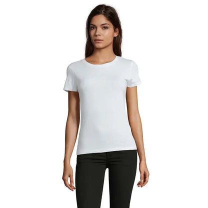Tricou alb cu mâneci scurte regent fit femei 150g din bumbac cu decolteu rotund
