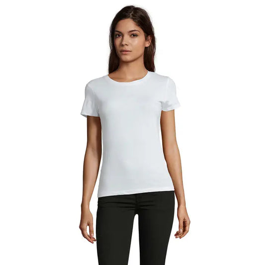 Tricou alb cu mâneci scurte regent fit femei 150g din bumbac cu decolteu rotund