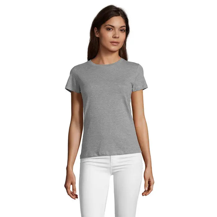Tricou de damă regal fit femei 150g de culoare gri închis cu mâneci scurte și guler rotund clasic