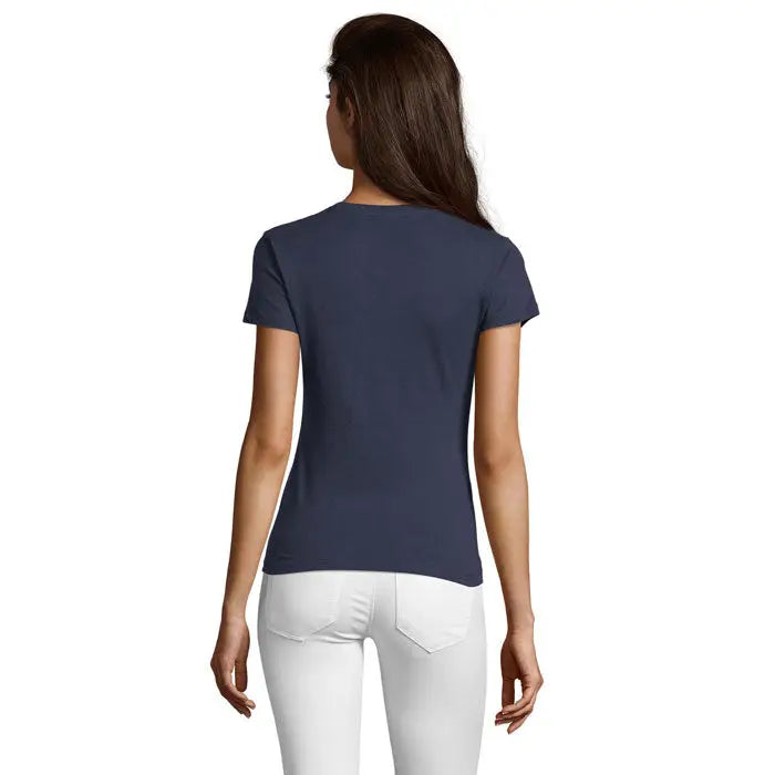 Tricou femei albastru închis regent fit cu mâneci scurte și material de 150g ideal pentru uz casual