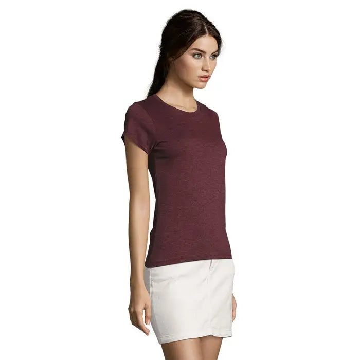 Tricou femei regent fit maro închis cu mânecă scurtă și țesătură subtil texturată 150g
