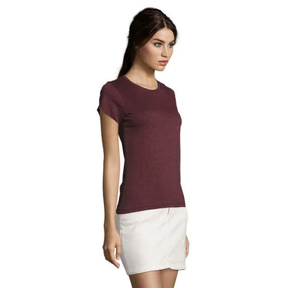 Tricou regent fit femei maron cu mâneci scurte din țesătură ușor texturată 150g