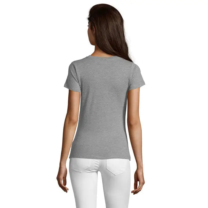 Tricou femei regent fit femei 150g heather gri cu mânecă scurtă și guler rotund din material moale