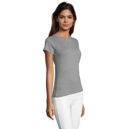 Tricou regent fit femei heather gri deschis cu mâneci scurte și gât rotund clasic 150g