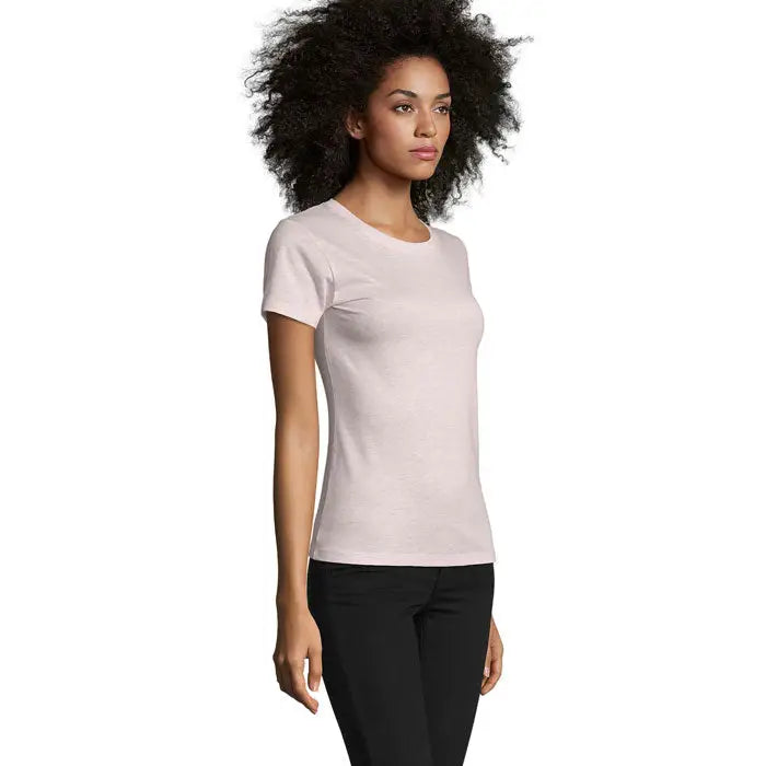 Tricou scurt roz deschis regent fit femei 150g cu mâneci scurte și guler clasic din material moale