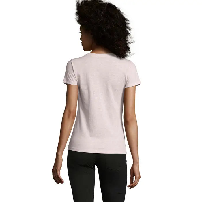Tricou femei rege fit femei 150g, roz pal moale, mâneci scurte, guler rotund clasic din bumbac fin