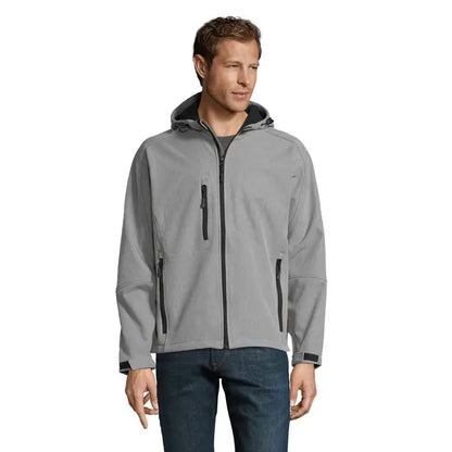 Jachetă softshell replay barbati gluga gri cu fermoar negru și glugă pentru protecție și confort sportiv