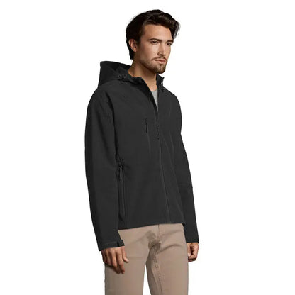 Jachetă neagră replay barbati gluga softshell cu design modern și fermoare subtile pentru bărbați