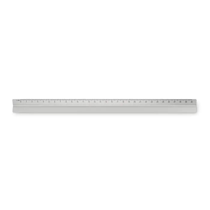 Riglă de 30 cm din aluminiu argintiu metalic cu marcaje clare de măsurare și design minimalist elegant