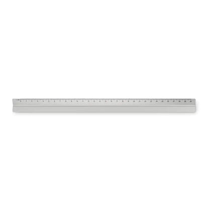 Riglă de 30 cm din aluminiu argintiu metalic cu marcaje clare de măsurare și design minimalist elegant