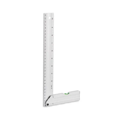 Rigla de nivel din aluminiu 30 cm l shaped, argintiu metalizat, cu bula de lichid verde pentru masurare precisa