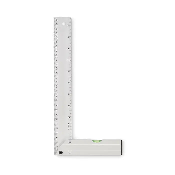 Rigla de nivel din aluminiu 30 cm l-shaped argintiu metalic cu nivela integrata pentru masuratori precise
