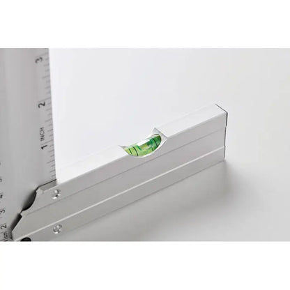 Rigla de nivel din aluminiu 30 cm l-shape argintie cu vial verde pentru aliniere orizontala si verticala precisa