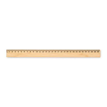 Rigla din bambus 30 cm de culoare maro deschis cu marcaje negre pentru masurare precisa