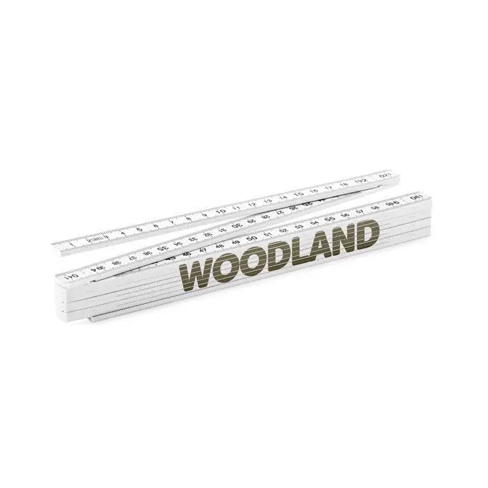Rigla pliabila 2m alba cu marcaje negre si logo texturat verde masliniu de la woodland pentru masuratori precise