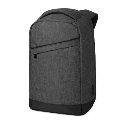 Rucsac 2 tonuri din material texturat gri inchis cu baza si fermoare negre inclusiv mufa usb