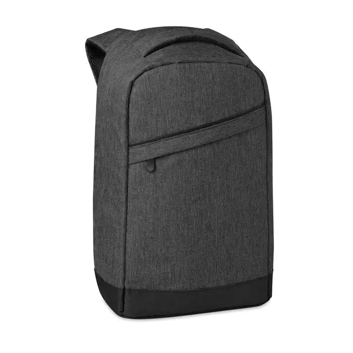 Rucsac 2 tonuri din material texturat gri închis cu bază neagră și mufă usb integrată