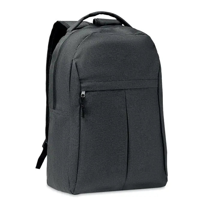 Rucsac 600d rpet 2 tonuri laptop gri închis texturat cu fermoare și bretele negre