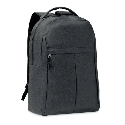 Rucsac 600d rpet 2 tonuri laptop gri închis texturat cu fermoare și bretele negre