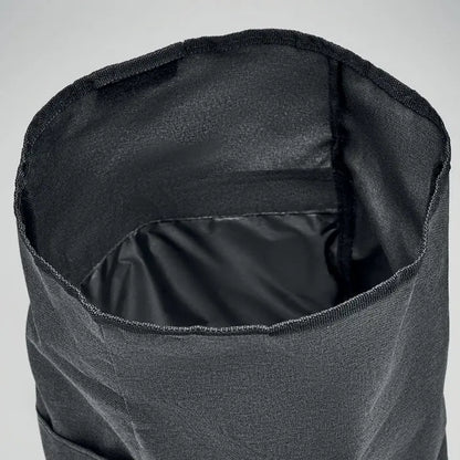 Rucsac 600d rpet 2 tonuri din material texturat negru cu design minimalist si cusaturi intarite pe marginea superioara