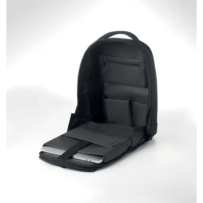 Rucsac 600d rpet negru pentru laptop cu design minimalist si multiple compartimente din material durabil