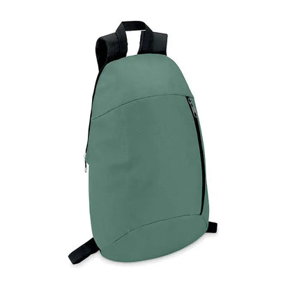 Rucsac cu buzunar frontal din nylon olive verde cu bretele si fermoare negre, design elegant si practic