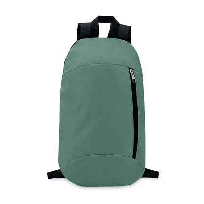 Rucsac cu buzunar frontal verde minimalist cu bretele negre si fermoar vertical pe fata