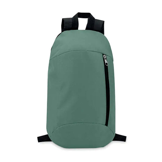Rucsac cu buzunar frontal verde minimalist cu bretele negre si fermoar vertical pe fata