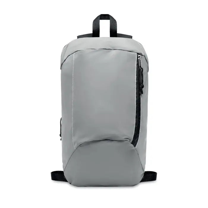 Rucsac gri minimalist cu reflectare mare 600d din material 600d cu fermoare si barete negre