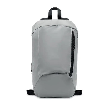Rucsac gri minimalist cu reflectare mare 600d din material 600d cu fermoare si barete negre