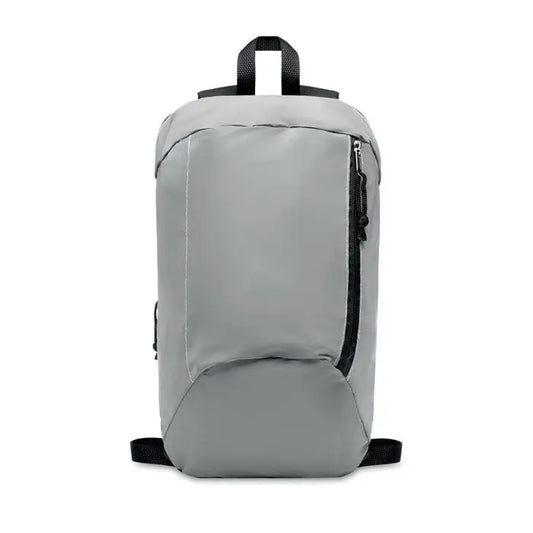 Rucsac gri minimalist cu reflectare mare 600d din material 600d cu fermoare si barete negre
