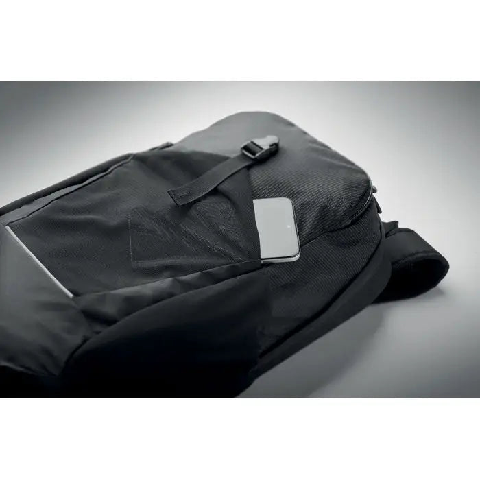 Rucsac de drumetie 18l negru texturat cu design modern si cusaturi argintii subtile