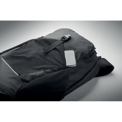 Rucsac de drumetie 18l negru texturat cu design modern si cusaturi argintii subtile