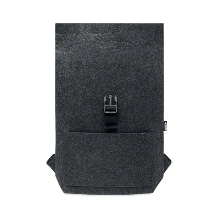 Rucsac din fetru rpet gri închis cu design minimalist și închidere neagră cu cataramă